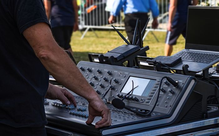 Audio engineer at an outdoor event