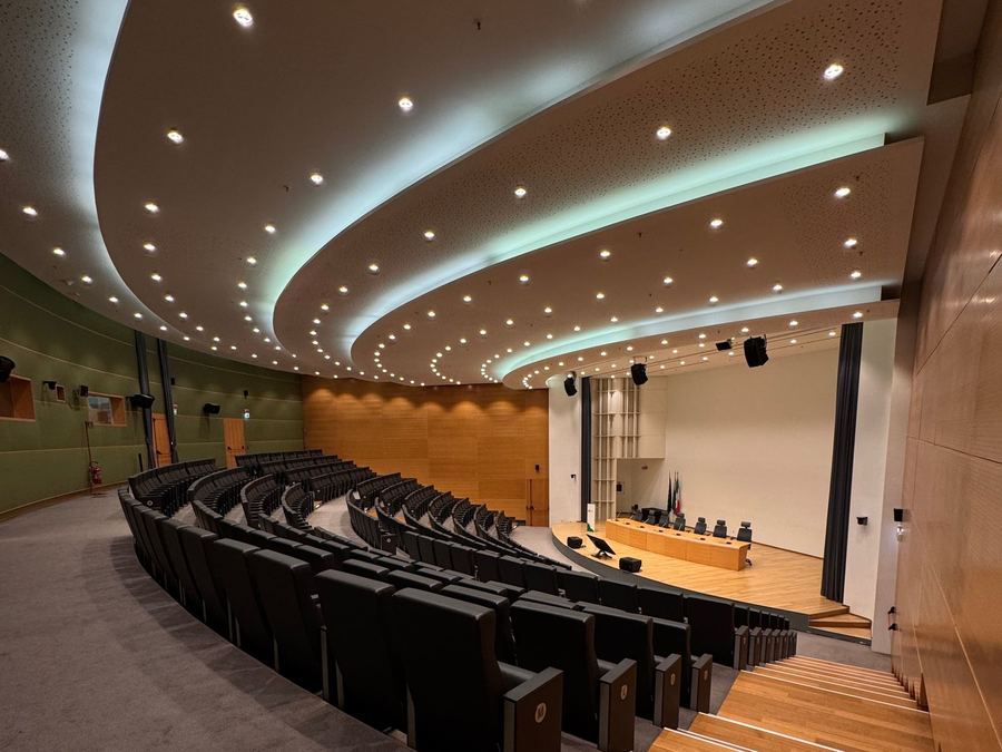 Modern conference hall set up for an event